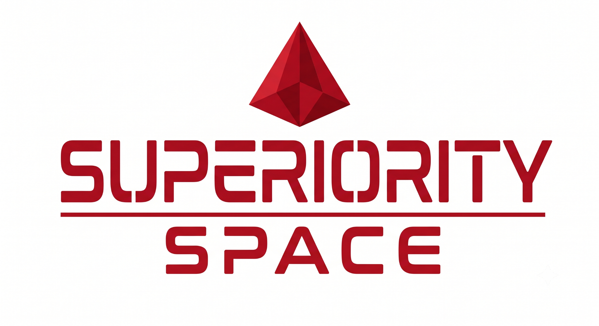 Superiority Space — red geometric emblem and wordmark